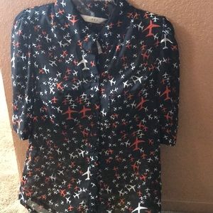 Airplane blouse cute sheer